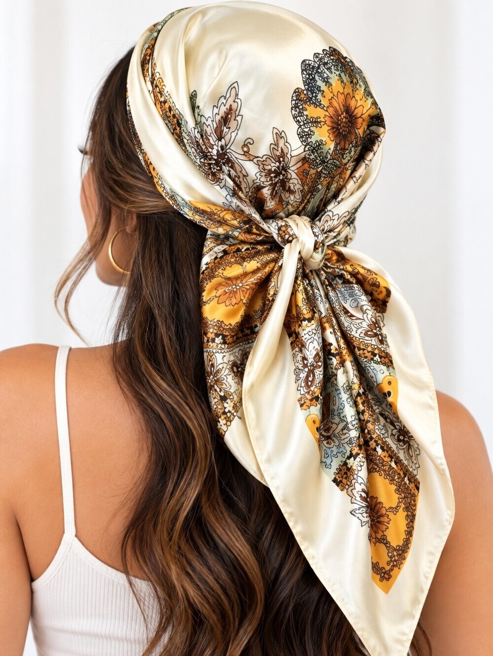 Elegant Ivory Paisley Scarf - Picture 3 of 6